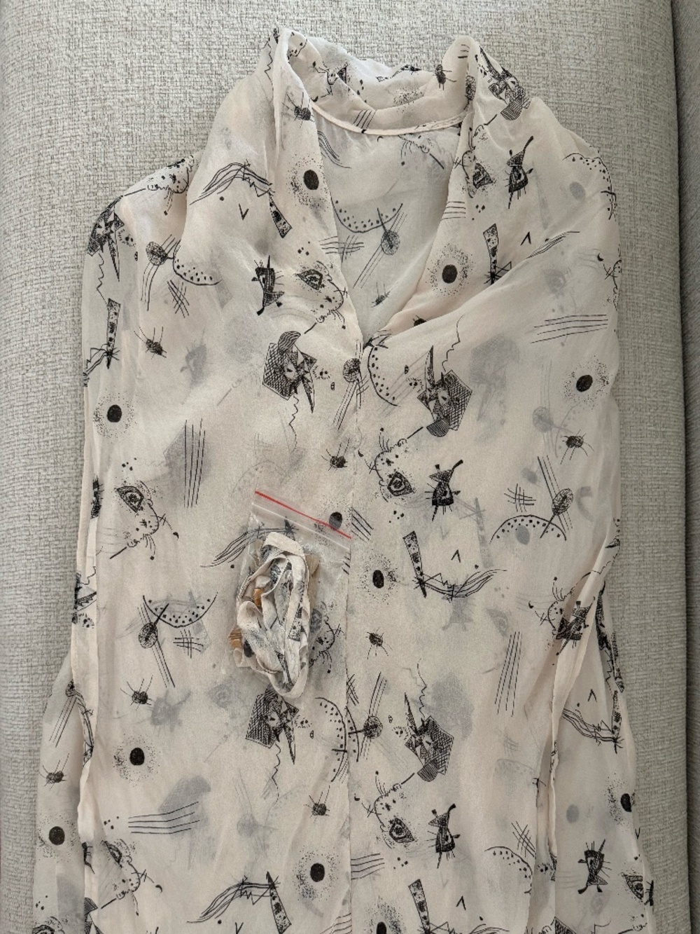 Sheer Black & White Print Blouse